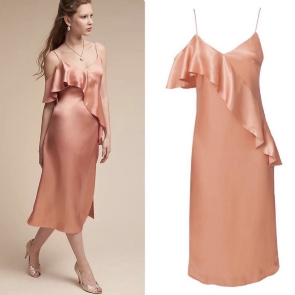 AMUR Satin Selena Slip Midi Dress